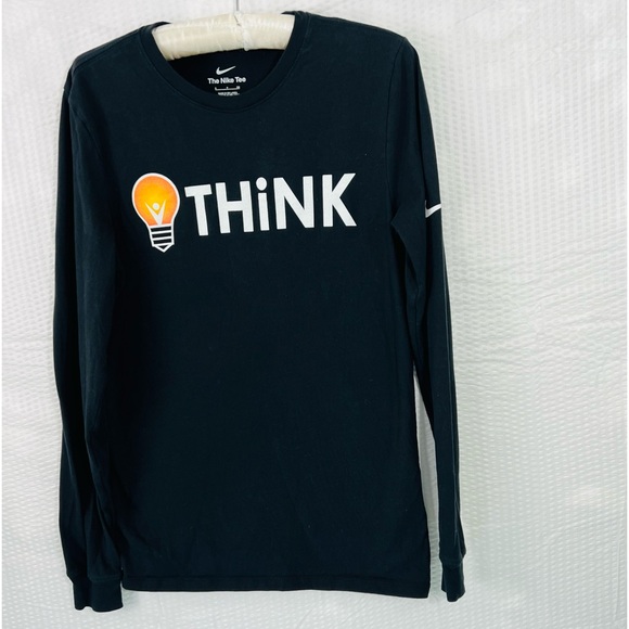 Nike Long Sleeve Black Think light bulb T-Shirt Men's Size Small - Picture 3 of 10